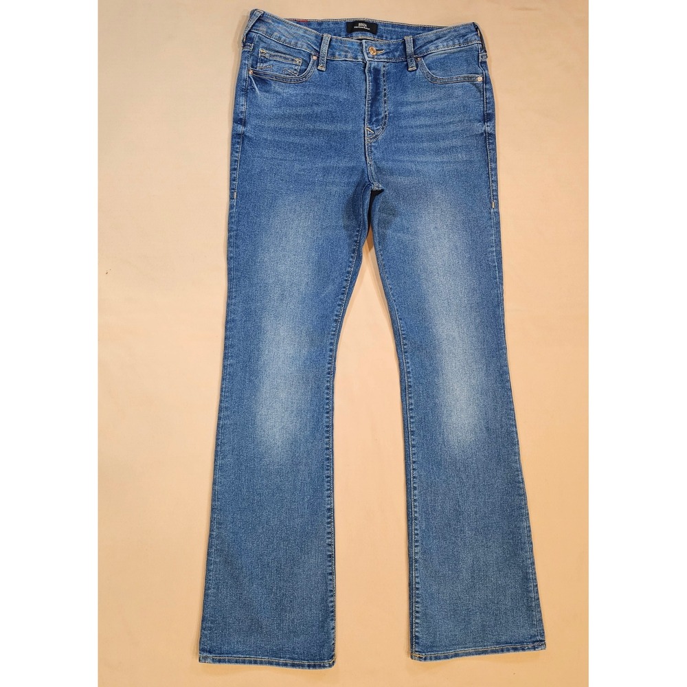 True Religion Becca Mid Rise Bootcut Jeans Blue Denim Size 30 Horseshoe Pocket